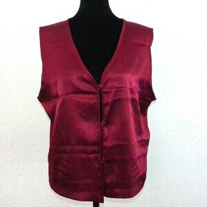 Skylar Blue, Burgundy button front tank top,